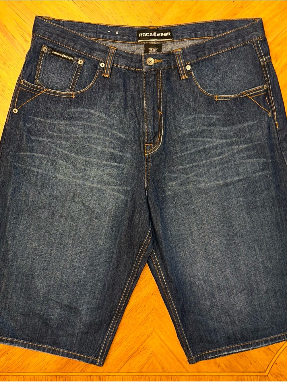 Rocawear Shorts Men 38 Blue Denim Relaxed Jean Baggy Hip Hop Jorts Y2K Steetwear